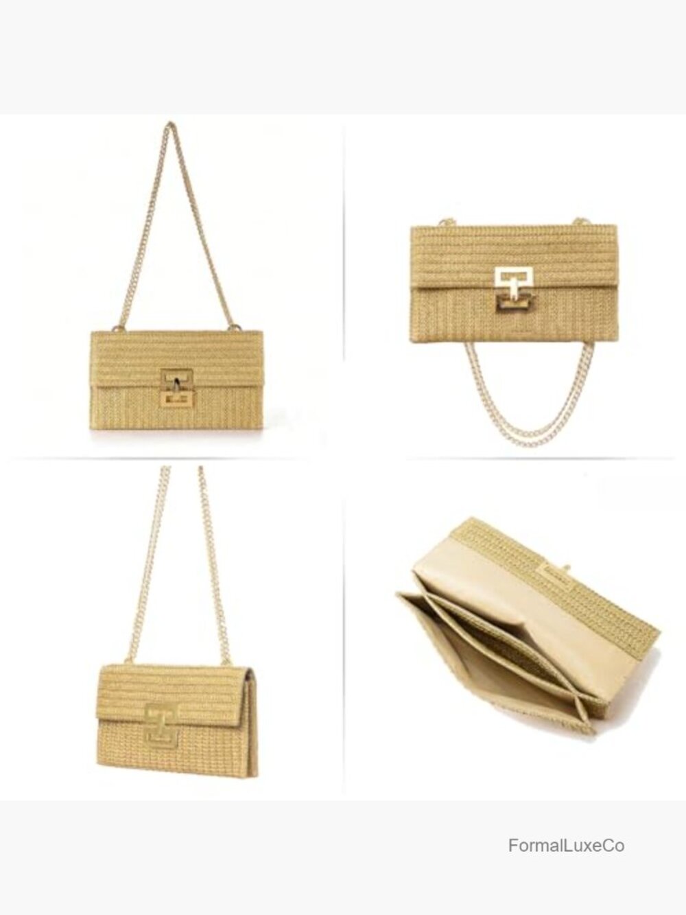Women's Straw Clutch Purse Evening Handbag Crossbody Shoulder Bag Summer - Picture 7 of 7